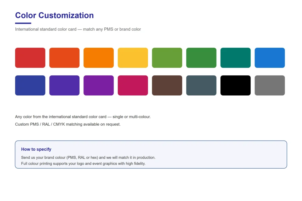 International standard color card for custom NFC wristband color selection
