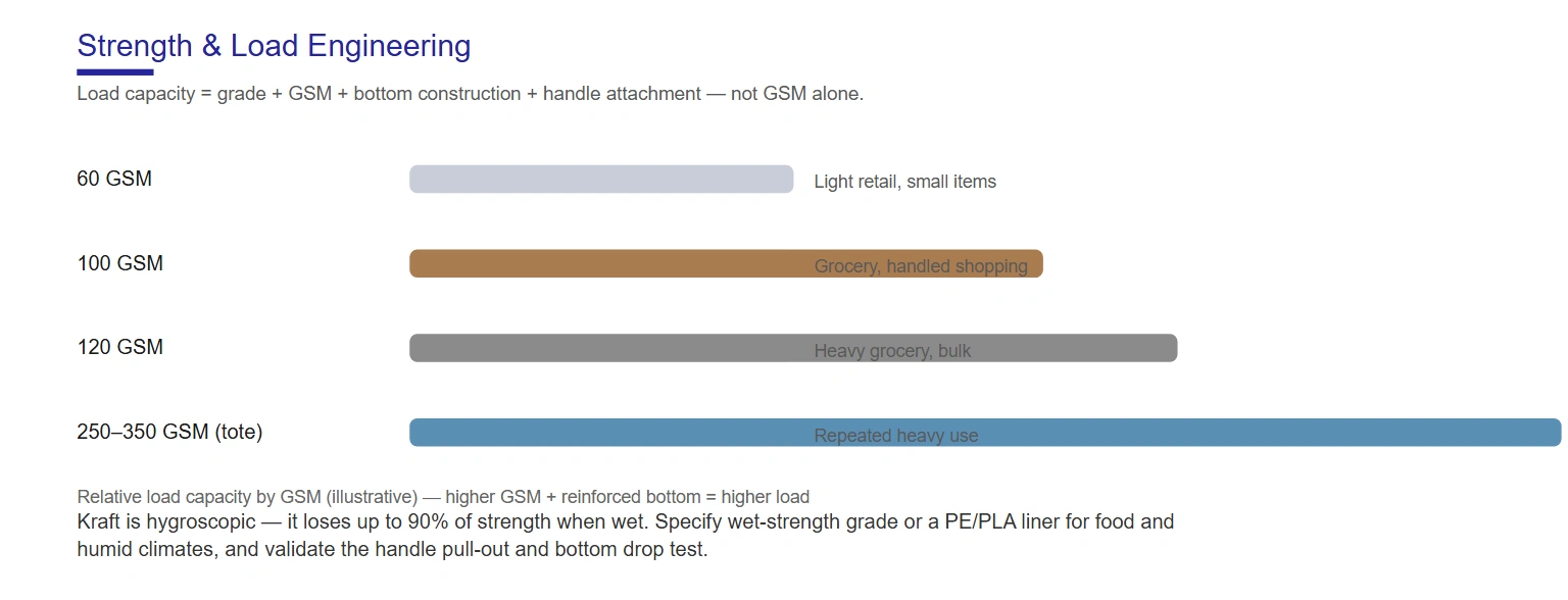 Kraft paper bag strength — load capacity by GSM and wet-strength engineering